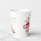 Boho Red Pink Rose Blume Wasserfarbenhochzeit Pappbecher (Links)