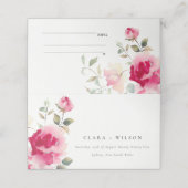 Boho Red Pink Rose Blume Wasserfarbenhochzeit Platzkarte (Außenseite Aufgefaltet)