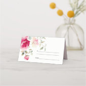Boho Red Pink Rose Blume Wasserfarbenhochzeit Platzkarte (Rückseite)