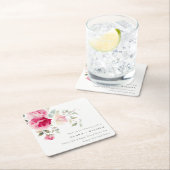 Boho Red Pink Rose Blume Wasserfarbenhochzeit Rechteckiger Pappuntersetzer (Vor Ort)