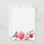 Boho Red Pink Rose Blume Wasserfarbenhochzeit RSVP Karte (Rückseite)