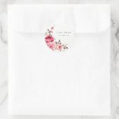 Boho Red Pink Rose Blume Wasserfarbenhochzeit Runder Aufkleber (Tasche)
