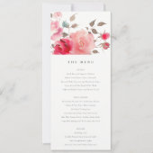 Boho Red Pink Rose Blume Wedding Menu Card Einladung (Vorderseite)