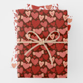 Boho Red Pink Valentine Herzmuster Set 2 Geschenkpapier Set (Beispiel)