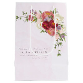 Boho Red Pink White Rose Blume Wedding Medium Mittlere Geschenktüte