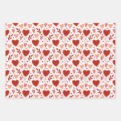 Boho Red Pink White Valentine Herzmuster Geschenkpapier Set (Vorderseite)
