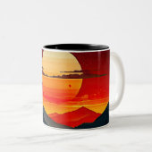 BOHO RED SUNSET Design Zweifarbige Tasse (VorderseiteRechts)