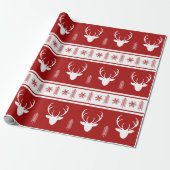 Boho Red White Reindeer Snowflake Weihnachten Geschenkpapier (Ungerollt)