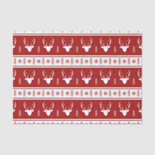 Boho Red White Reindeer Snowflake Weihnachten Seidenpapier