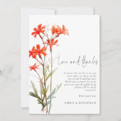 Boho Red Wildblumen Foto QR Wedding Danke Karte (Vorderseite)