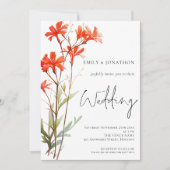 Boho Red Wildblumen QR Code Script Hochzeit Einladung (Vorderseite)