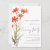 Boho Red Wildblumen Wedding Abend Party Einladung (Vorderseite)