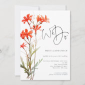 Boho Red Wildblumen Wir machen 3 Foto QR Hochzeit Einladung (Vorderseite)