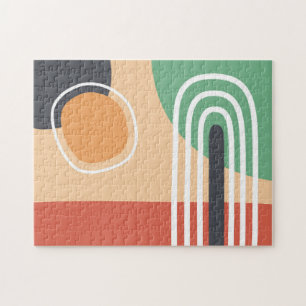 Boho-Regenbogen-Abstrakt-Linienkunst Retro-Farben Puzzle