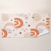 Boho Regenbogen abstrakte Linien Mond Stars Blume Badehandtuch (Badehandtuch)