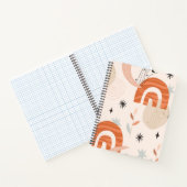 Boho Regenbogen abstrakte Linien Mond Stars Blume Notizblock (Innenseite)