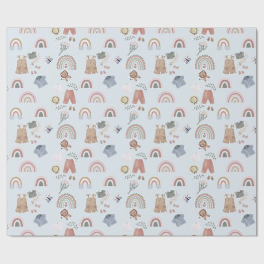 Boho Regenbogen Aquarell Babyduschpapier Geschenkpapier (Flach)