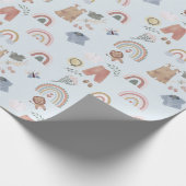 Boho Regenbogen Aquarell Babyduschpapier Geschenkpapier (Ecke)