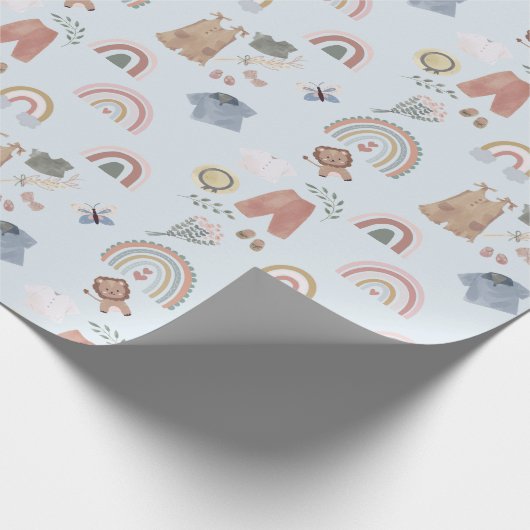 Boho Regenbogen Aquarell Babyduschpapier Geschenkpapier (Ecke)