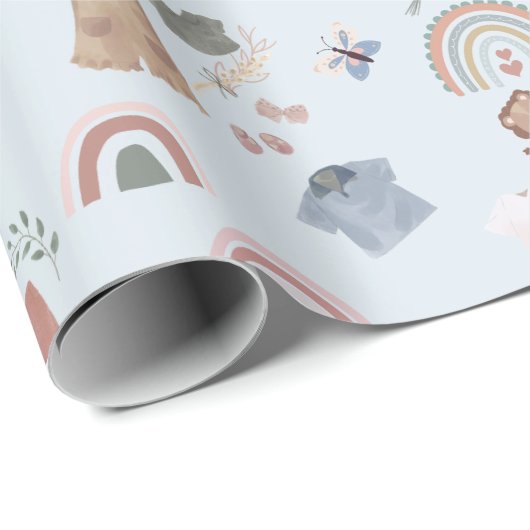 Boho Regenbogen Aquarell Babyduschpapier Geschenkpapier (Rolleneckpunkt)