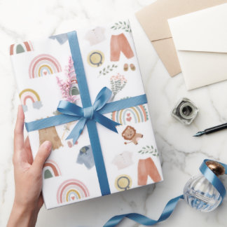 Boho Regenbogen Aquarell Babyduschpapier Geschenkpapier