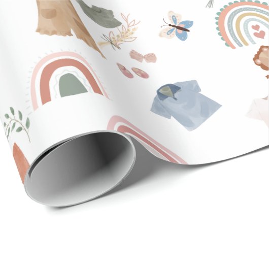 Boho Regenbogen Aquarell Babyduschpapier Geschenkpapier (Rolleneckpunkt)