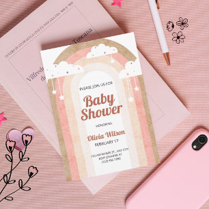 Boho Regenbogen-Baby-Einladung Neutrale Pastellfar Einladung