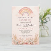 Boho-Regenbogen-Baby-Mädchen-Party Einladung (Stehend Vorderseite)