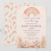 Boho-Regenbogen-Baby-Mädchen-Party Einladung (Vorne/Hinten)