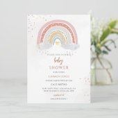 Boho-Regenbogen-Baby-Party Einladung (Stehend Vorderseite)
