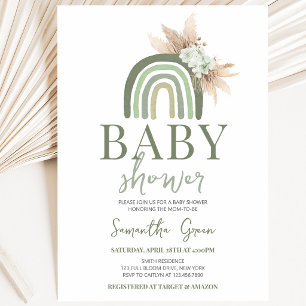 Boho-Regenbogen-Baby-Party Einladung
