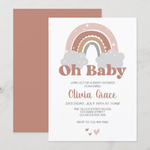 Boho-Regenbogen-Baby-Party Einladung