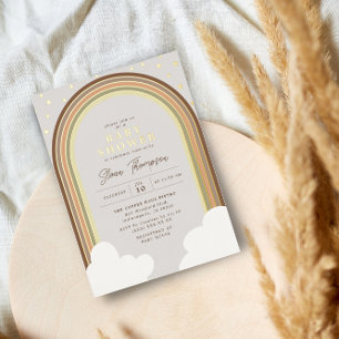 Boho-Regenbogen-Baby-Party erdige geschlechtsneutr Folieneinladung