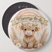 Boho Regenbogen-Baby-Party mit Blumen für werdende Button (Vorne & Hinten)