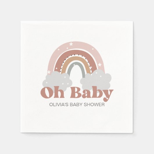 Boho-Regenbogen-Baby-Party Serviette (Vorderseite)