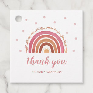Boho-Regenbogen-Baby-Shower-Dankeschön Geschenkanhänger
