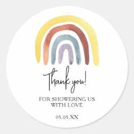 Boho Regenbogen Babydusche danke für klassische od Runder Aufkleber