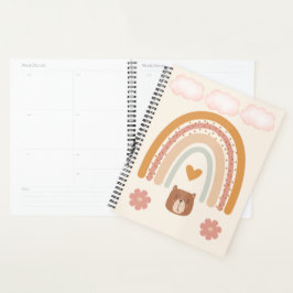 Boho Regenbogen & Bär Kinderzimmer Kunst | Neutral Planer