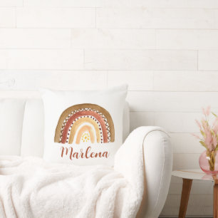 Boho-Regenbogen-Boheme-Erdtöne-Neutral-Sonne Kissen