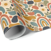 Boho-Regenbogen & Botanisches Nahtloses Muster Geschenkpapier (Rolleneckpunkt)
