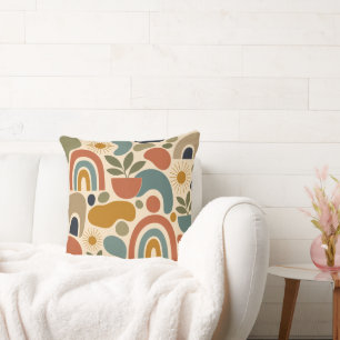 Boho-Regenbogen & Botanisches Nahtloses Muster Kissen