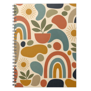 Boho-Regenbogen & Botanisches Nahtloses Muster Notizblock