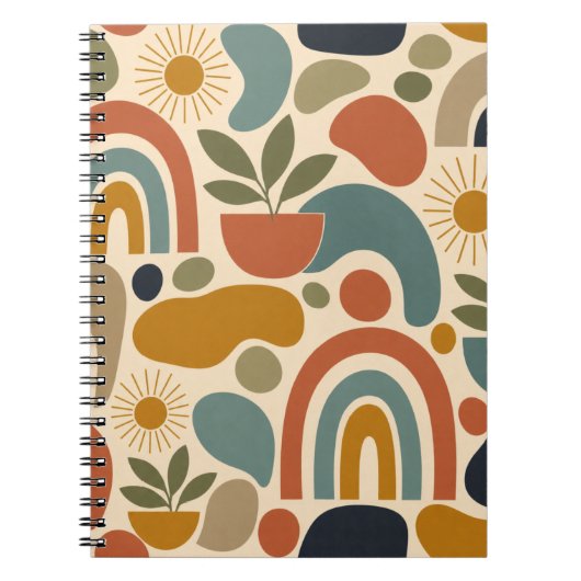 Boho-Regenbogen & Botanisches Nahtloses Muster Notizblock (Vorderseite)