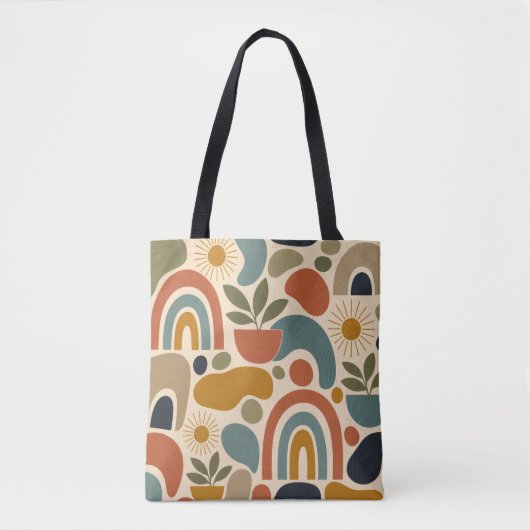Boho-Regenbogen & Botanisches Nahtloses Muster Tasche (Vorderseite)