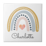 Boho-Regenbogen des personalisierten Mädchens Fliese<br><div class="desc">Moderne dekorative Boho pastellfarbene Regenbogen Aquarell Keramik Kachel für ein Mädchen. Eine niedliche Sake dekorative Kachel für ein junges Mädchen oder für ein Kinderzimmer. Sie können es auch eine gerahmte Kachel an die Wand hängen.</div>