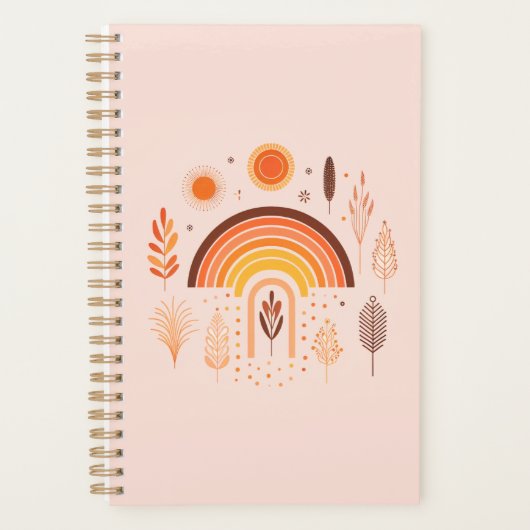 Boho-Regenbogen-Erdige-Pflanzen-Wochenplaner Planer (Vorderseite)