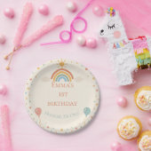Boho-Regenbogen-Erstgeburtstag Pappteller (Party)