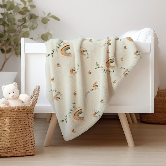 Boho Regenbogen Eukalyptus Kinderzimmer Babydusche Fleecedecke