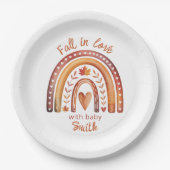 Boho-Regenbogen-„Fall in Love“-Baby-Party-Teller a Pappteller (Vorderseite)