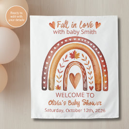 Boho-Regenbogen-Fall-in-Love-Baby-Shower-Kulisse Wandteppich